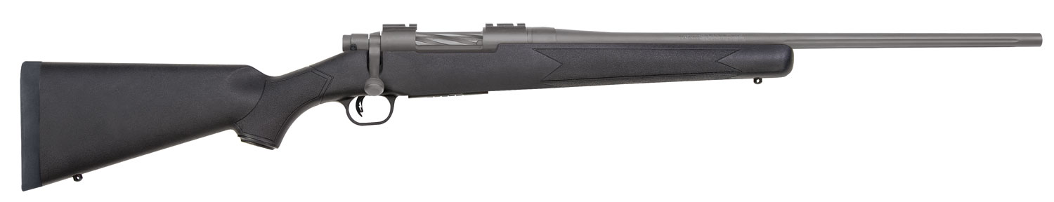 Mossberg 28068 Patriot  Full Size 22-250 Rem 5+1 22″ Stainless Cerakote Fluted Barrel, Drilled & Tapped Stainless Cerakote Receiver, Black Fixed Synthetic Stock, Right Hand