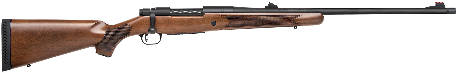 Mossberg 28121 Patriot Full Size 300 Win Mag 3+1 24″ Matte Blued Fluted Threaded Barrel, Drilled & Tapped Matte Blued Stainless Steel Receiver, Walnut Fixed Stock, Right Hand