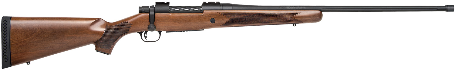 Mossberg 28132 Patriot  Full Size 300 Win Mag 3+1 24″ Matte Blued Fluted Threaded Barrel, Drilled & Tapped Matte Blued Stainless Steel Receiver, Walnut Fixed Stock, Right Hand