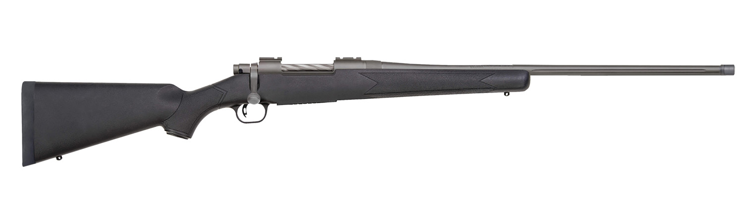 Mossberg 28259 Patriot Full Size 450 Bushmaster 4+1 20″ Stainless Cerakote Fluted Threaded Barrel, Drilled & Tapped Stainless Cerakote Receiver, Black Fixed Synthetic Stock