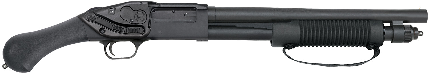 Mossberg 50638 590 Shockwave 12 Gauge Pump 3″ 5+1 14.38″ Matte Blued Heavy-Walled Barrel, Drilled & Tapped Matte Blued Stainless Steel Receiver, Black Raptor Birdshead Grip, Crimson Trace Lasersaddle