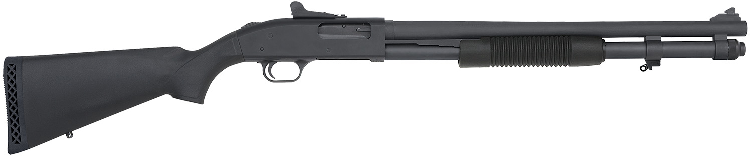 Mossberg 51663 590A1 12 Gauge Pump 3″ 8+1 20″ Black Parkerized Heavy-Walled Barrel, Black Parkerized Drilled & Tapped Receiver, Black Fixed Synthetic Stock
