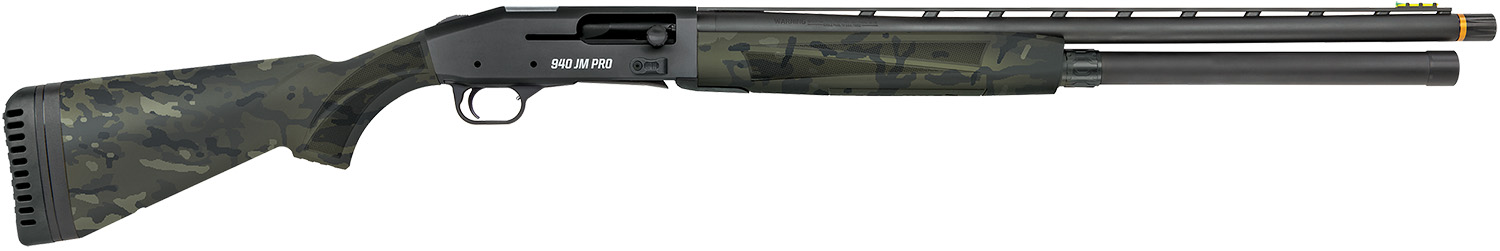 Mossberg 85166 940 Pro 12 Gauge 9+1 3″ 24″, Tungsten Gray Optic Cut Rec, Black Multicam Synthetic Furniture, Adj. Shim Stock, Gold Oversized Controls, HiViz Fiber Optic Sight, Ext. Chokes