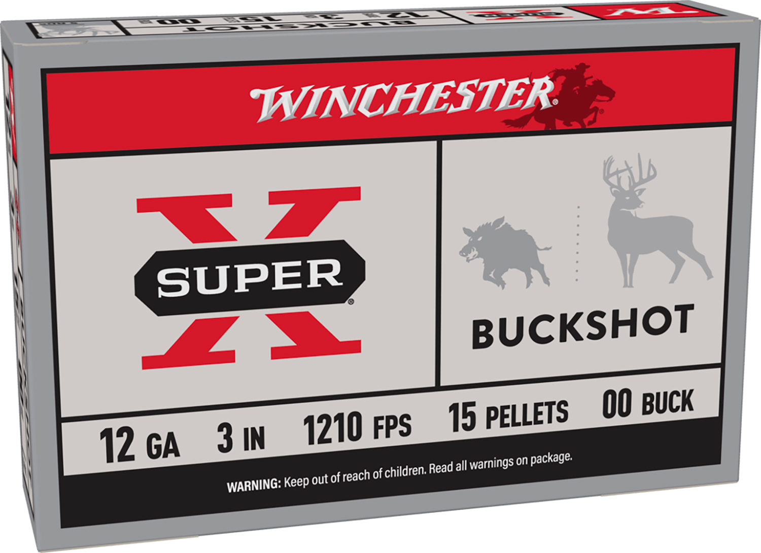 Winchester Ammo XB12300 Super X 12Gauge 3″ 15Pellets 00Buck Shot 5 Per Box/50 Case