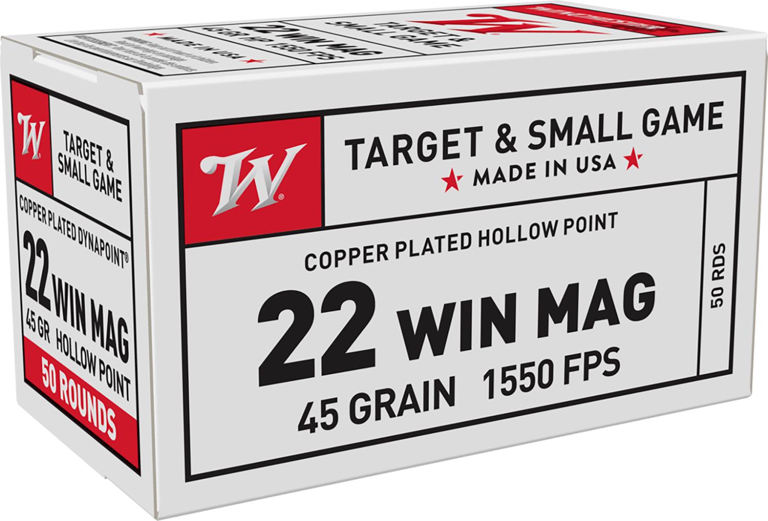 Winchester Ammo USA22M USA Dynapoint 22WMR 45gr Copper Plated Hollow Point 50 Per Box/40 Case