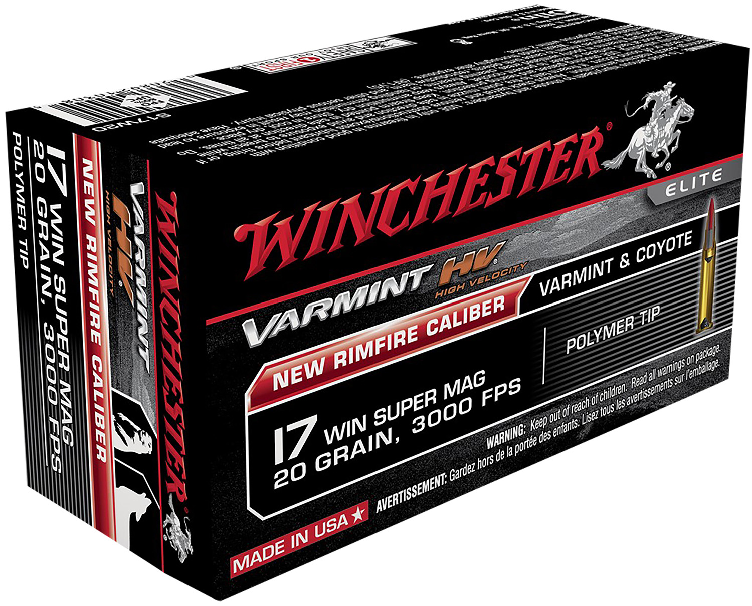 Winchester Ammo S17W20 Varmint HV 17WSM 20gr Polymer Tip 50 Per Box/10 Case