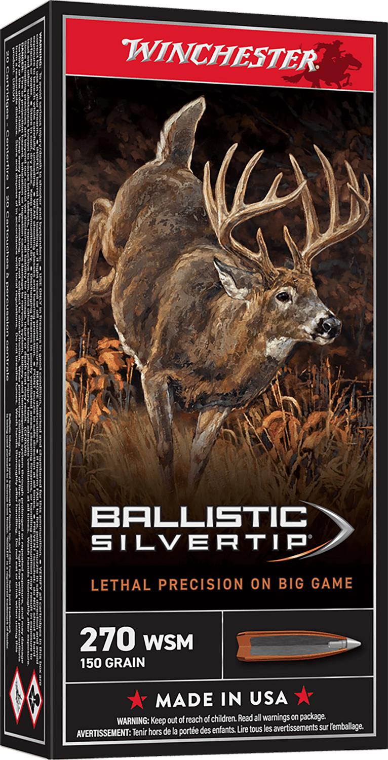 Winchester Ammo SBST2705A Ballistic Silvertip 270WSM 150gr Rapid Controlled Expansion Polymer Tip 20 Per Box/10 Case