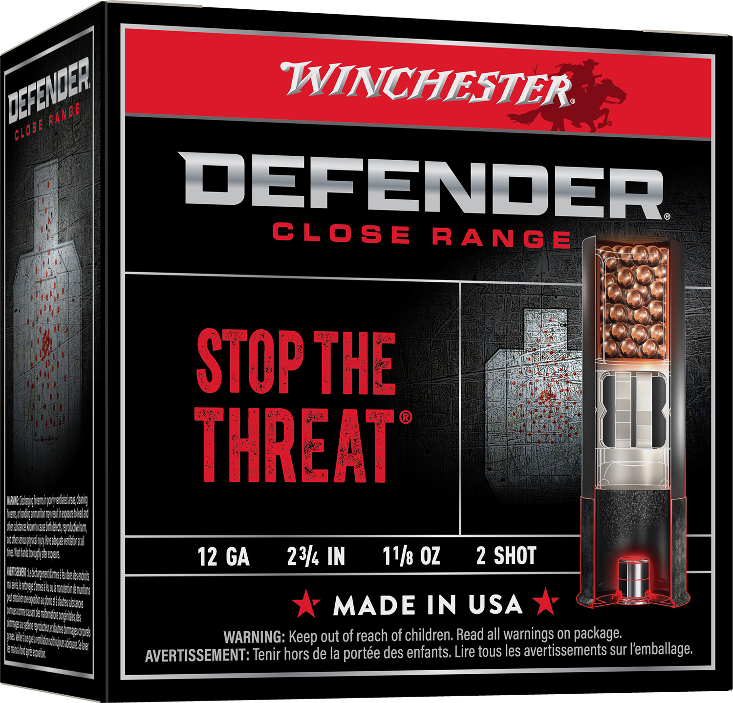 Winchester Ammo S122PD25 Defender  12Gauge 2.75″ 1 1/8oz 2Shot 25 Bx/10 Case
