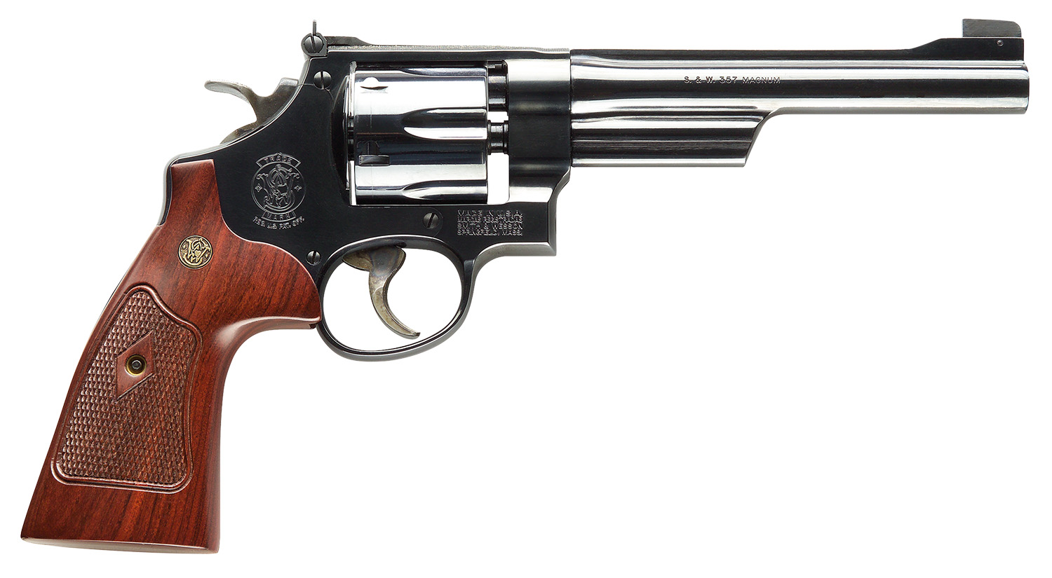 Smith & Wesson 150341 Model 27 Classic 357 Mag or 38 S&W Spl +P Blued Carbon Steel 6.50″ Barrel, 6rd  Cylinder & N-Frame, Checkered Square Butt Walnut Grip