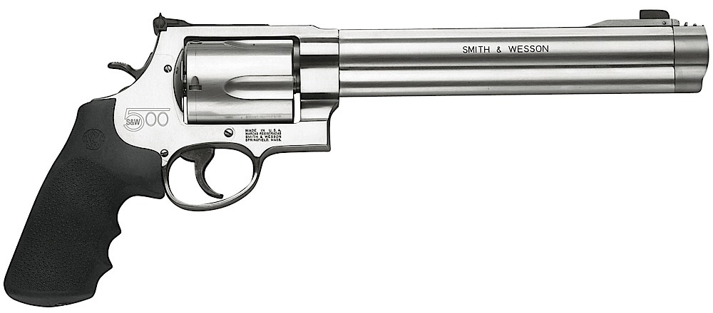 Smith & Wesson 163500 Model 500 500 S&W Mag Stainless Steel 8.38″ Barrel & 5rd Cylinder, Satin Stainless Steel X-Frame, Fixed Compensator, Internal Lock