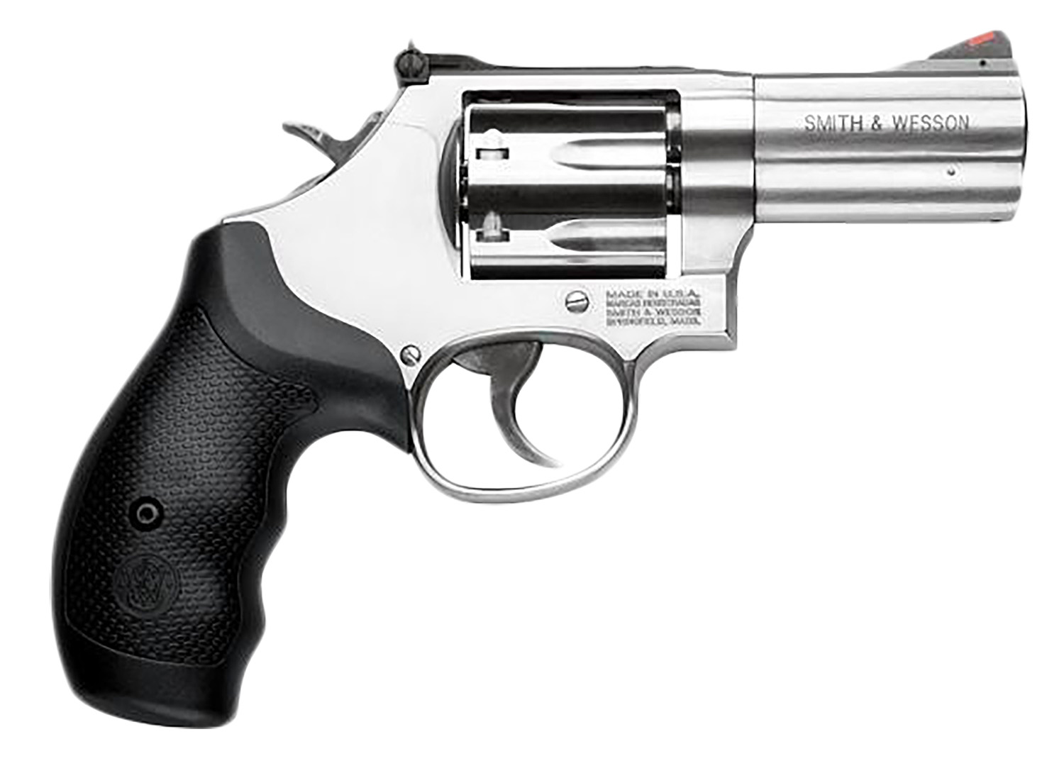 Smith & Wesson 164300 M686 Plus L-Frame 38 S&W Spl +P/357 Mag 7rd, 3″ Satin Stainless Steel Barrel, Cylinder & Frame, Black Finger Groove Grip