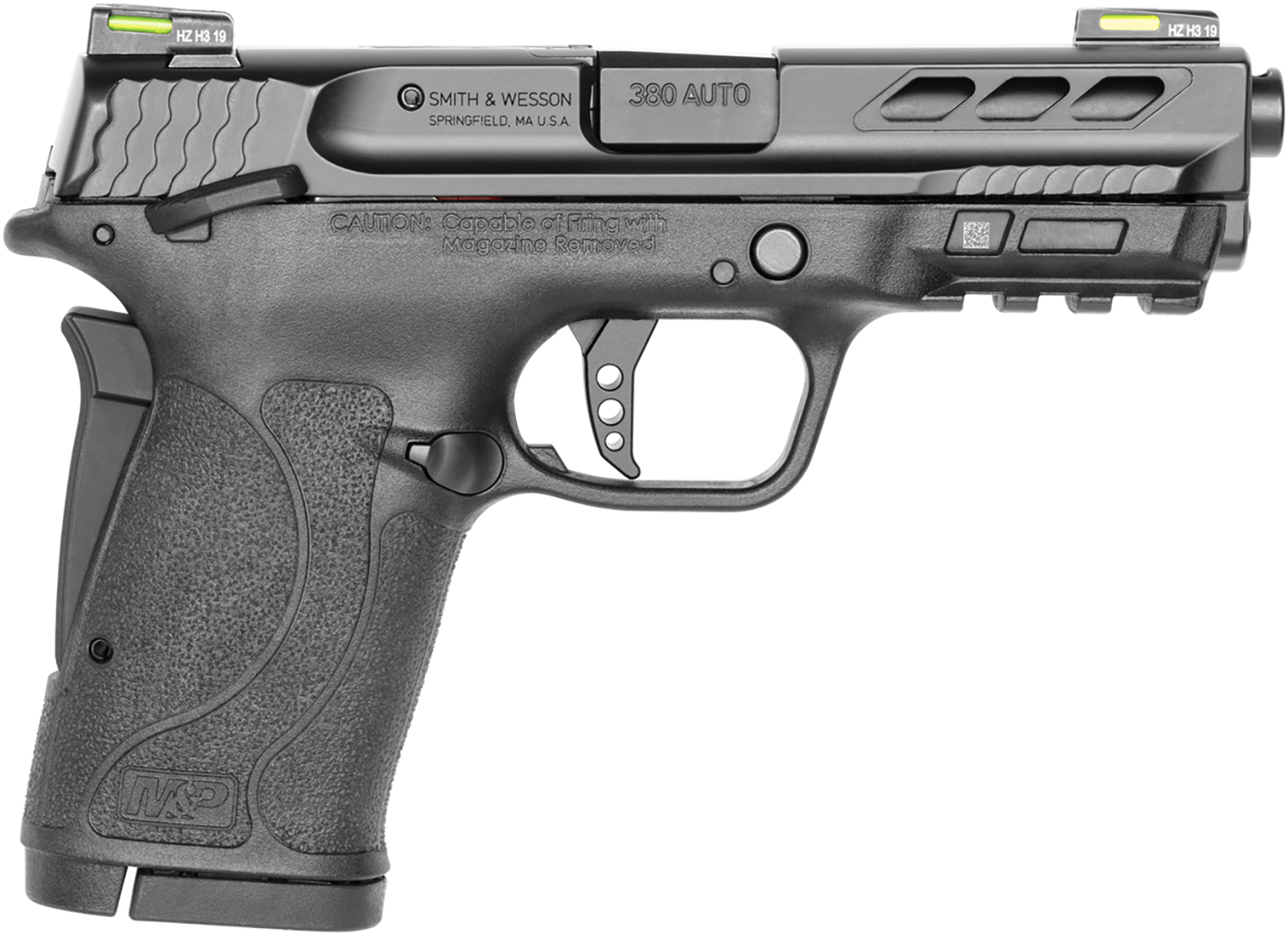 Smith & Wesson 12717 Performance Center M&P Shield EZ M2.0 380 ACP 3.80″ 8+1 Black Black Armornite Stainless Steel Slide Black Polymer Grip