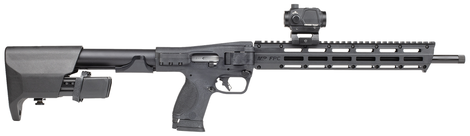 Smith & Wesson 14377 M&P FPC 9mm Luger 23+1 16.25″ Black Oxide Black Anodized Receiver 15″ M-LOK Handguard Polymer Stock M&P w/Interchangeable Palmswells Grip