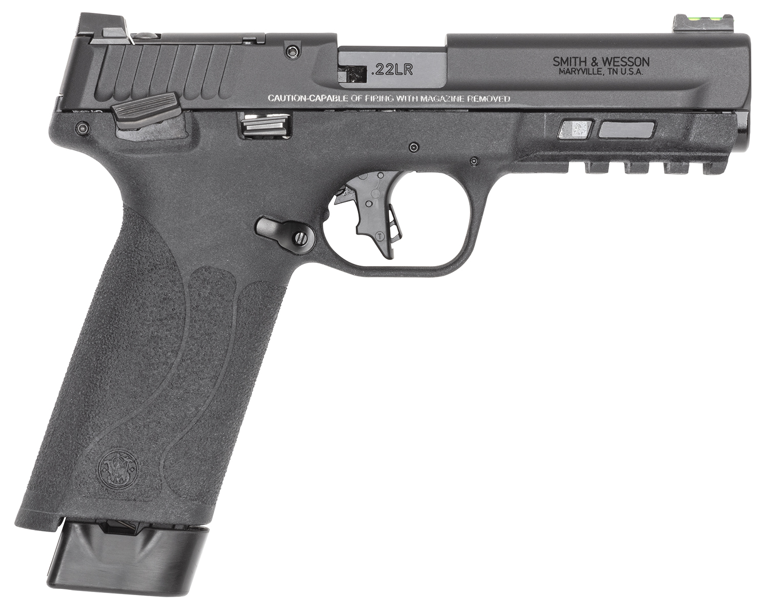 Smith & Wesson 14312 M&P 22x Full Size Frame 22 LR 20+1 4.10″ Black Armornite Threaded Barrel, Black Armornite Optic Cut/Serrated Slide, Black Polymer Frame w/Picatinny Rail, Textured Grip