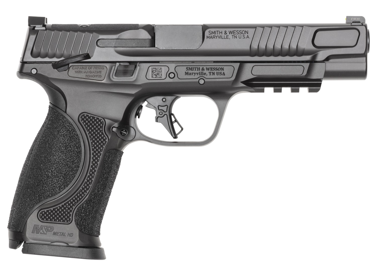 Smith & Wesson 14672 M&P M2.0 Metal 9mm Luger 17+1 5″ Black Armornite Stainless Steel Barrel & Optic Ready/Serrated Slide, Black Armornite Stainless Steel Frame w/Picatinny Rail, Interchangeable Palms