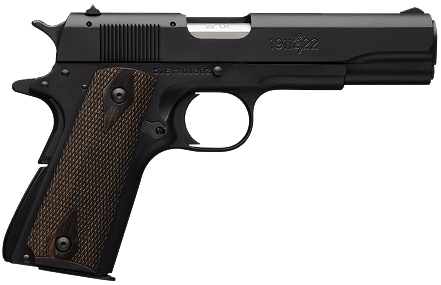 Browning 051802490 1911 A1 *CA Compliant Full Size 22 LR 10+1, 4.25″ Matte Stainless Steel Barrel, Matte Black Serrated Slide & Alloy Frame w/Beavertail