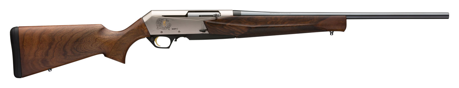 Browning 031047211 BAR MK3 Full Size 243 Win 4+1 22″ Blue Polished Sporter Barrel, Drilled & tapped Engraved Satin Nickel Aluminum Receiver, Fixed Oiled Turkish Walnut Stock, Right Hand
