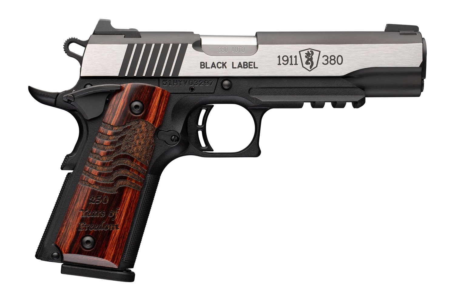 Browning 051124492 1911 Black Label Medallion Pro 250 Full Size Frame 380 ACP 8+1 4.25″