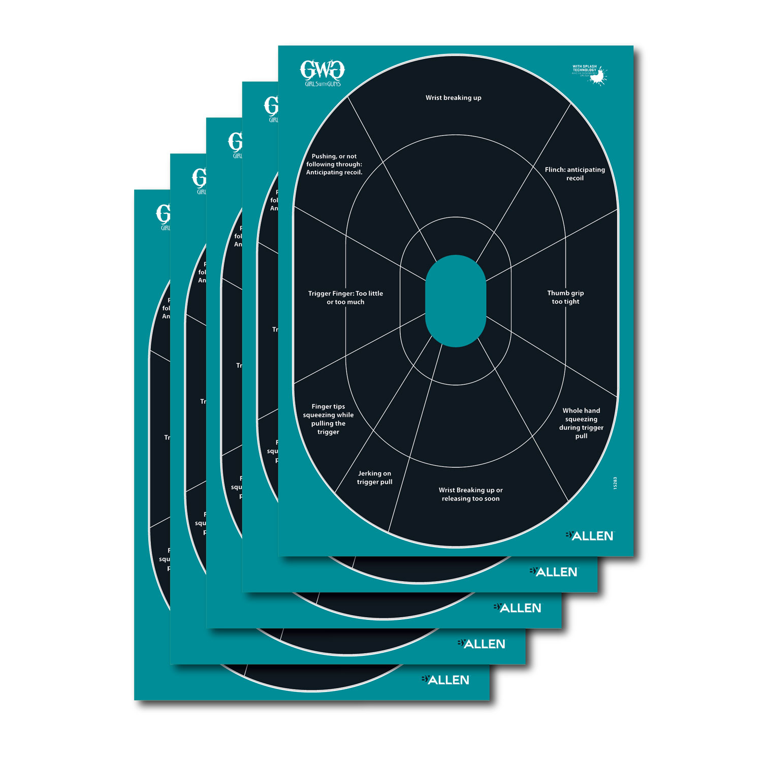 Girls With Guns 15283 Splash Self-Adhesive Paper Black/Teal 12″x18″ Oval 5 Pack