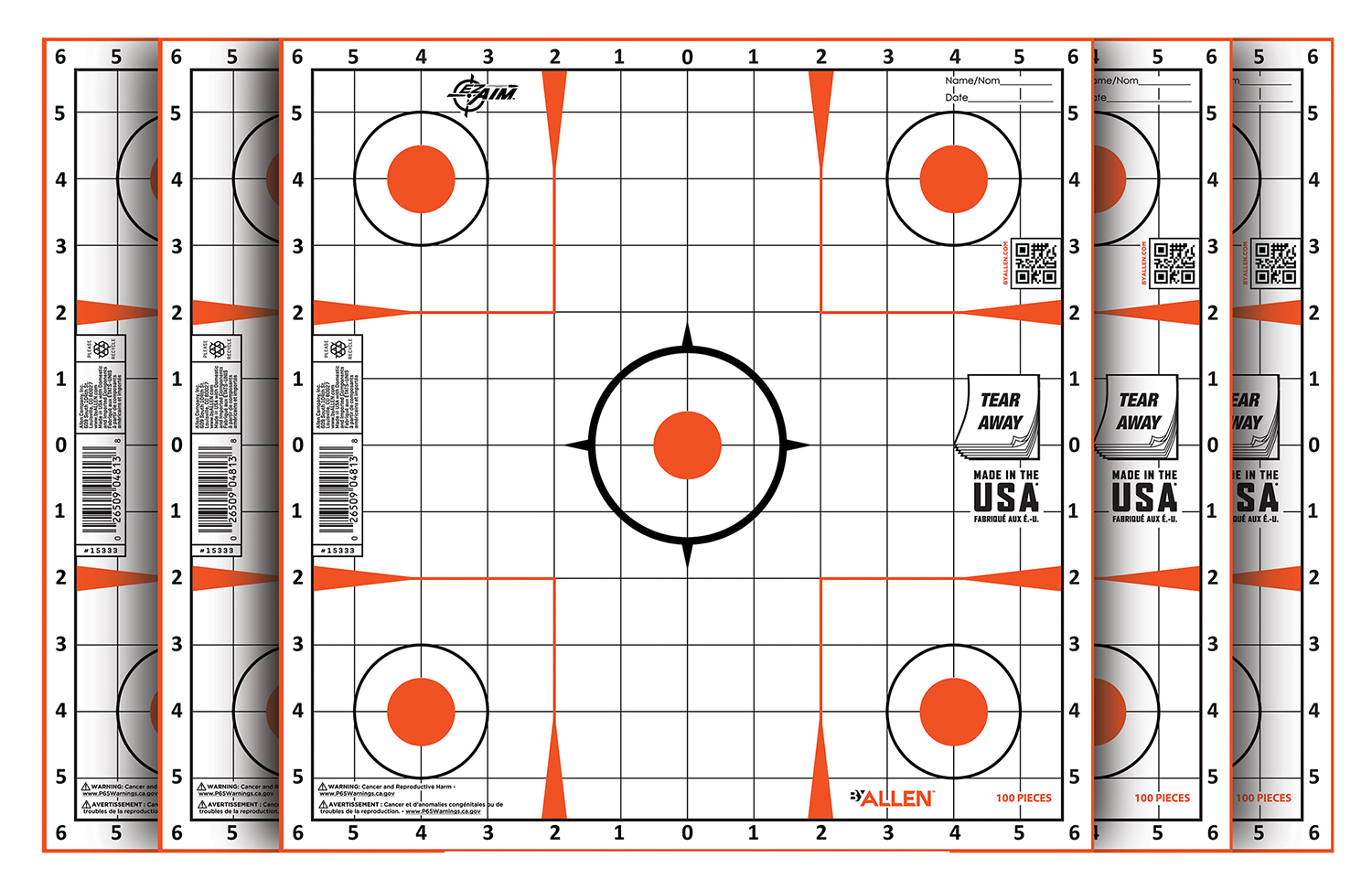 EZ-Aim 15333100 Sight-In Grid Paper Self-Adhesive 12″ x 12″ Orange/White 100 Per Pack