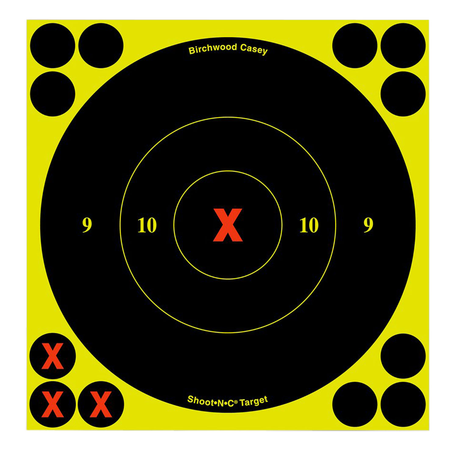Birchwood Casey 34560 Shoot-N-C Reactive Target Self-Adhesive Paper Black/Yellow 6″ X-Bullseye 60 Pack