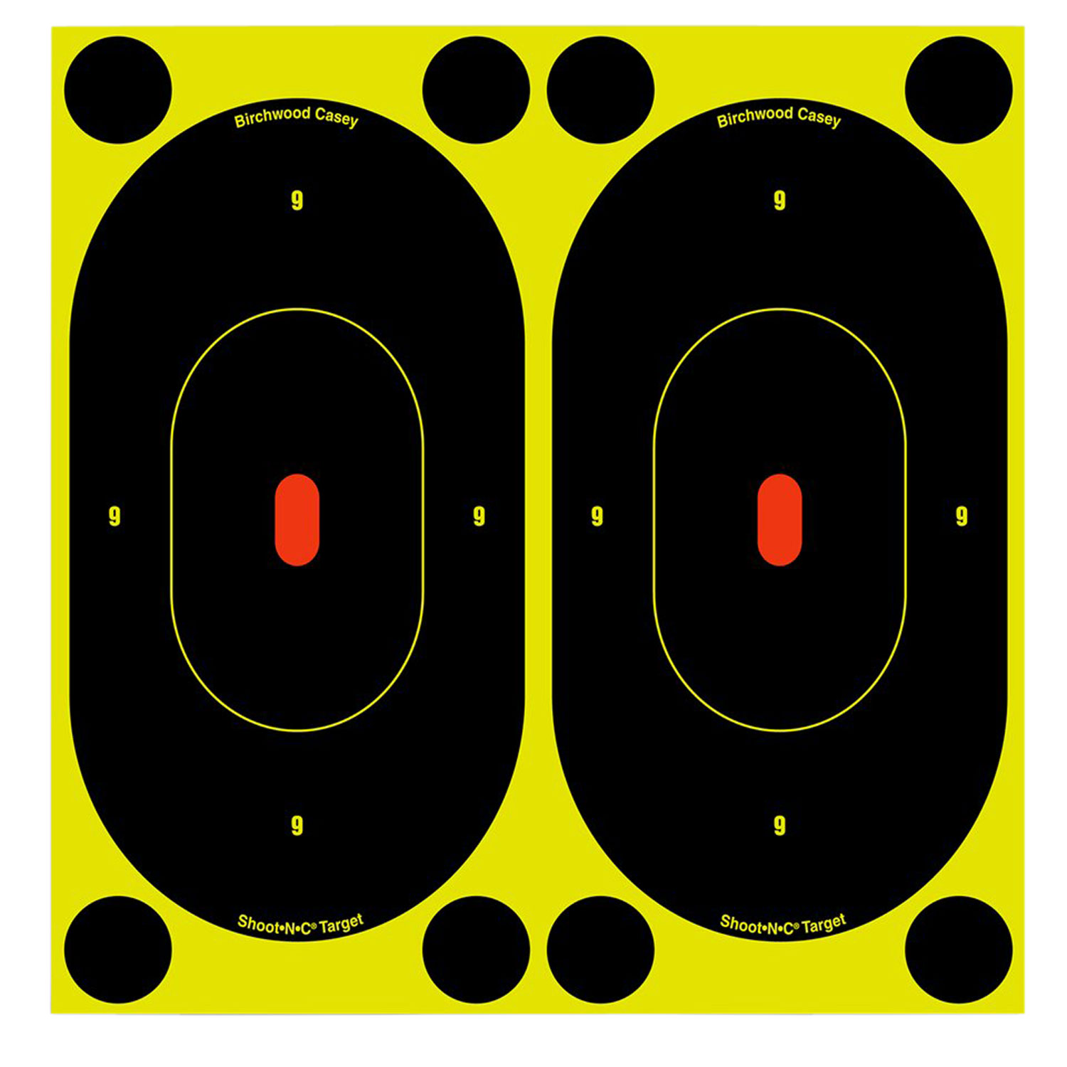 Birchwood Casey 34750 Shoot-N-C Reactive Target Self-Adhesive Paper Black/Yellow 7″ Oval Silhouette 60 Pack