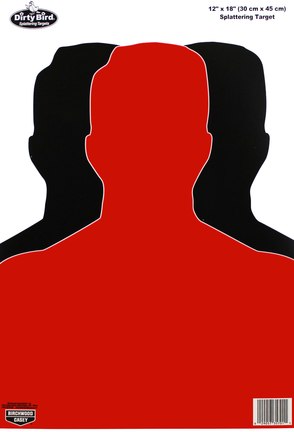 Birchwood Casey 35701 Dirty Bird Silhouette Tagboard Hanging Pistol 12″ x 18″ Black/Red White Impact Splatter 100 Per Pkg
