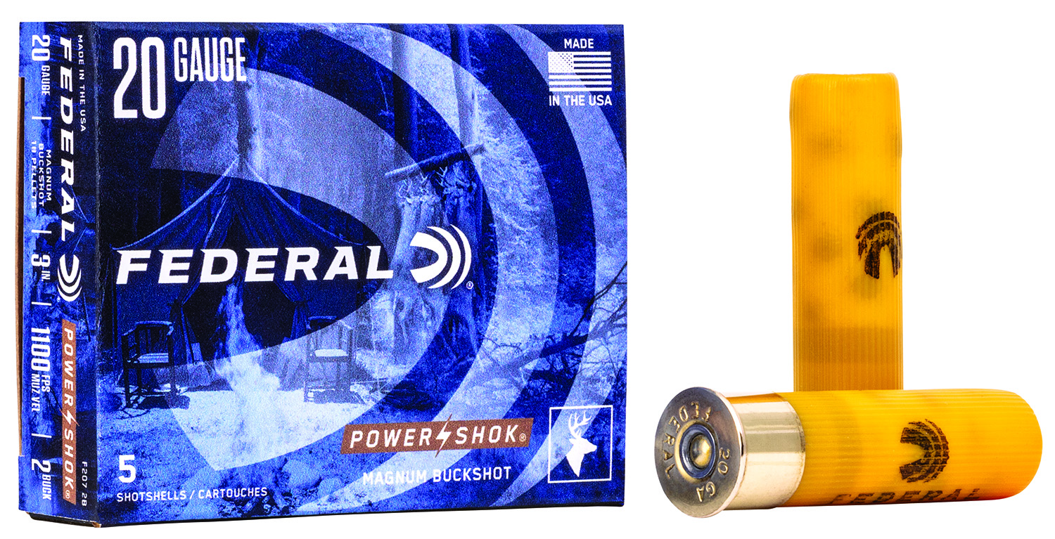 Federal F2072B Power-Shok Magnum 20Gauge 3″ 18Pellets 1 1/4oz 2BuckShot 5 Per Box/50 Case
