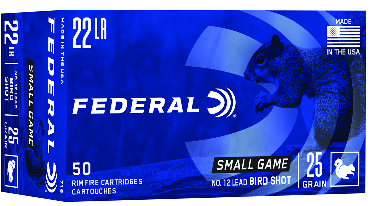 Federal 716 Small Game & Target 22LR 25gr #12 Lead Bird Shot 50 Per Box/50 Case