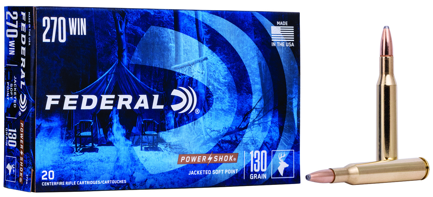 Federal 270A Power-Shok 270Win 130gr Jacketed Soft Point 20 Per Box/10 Case