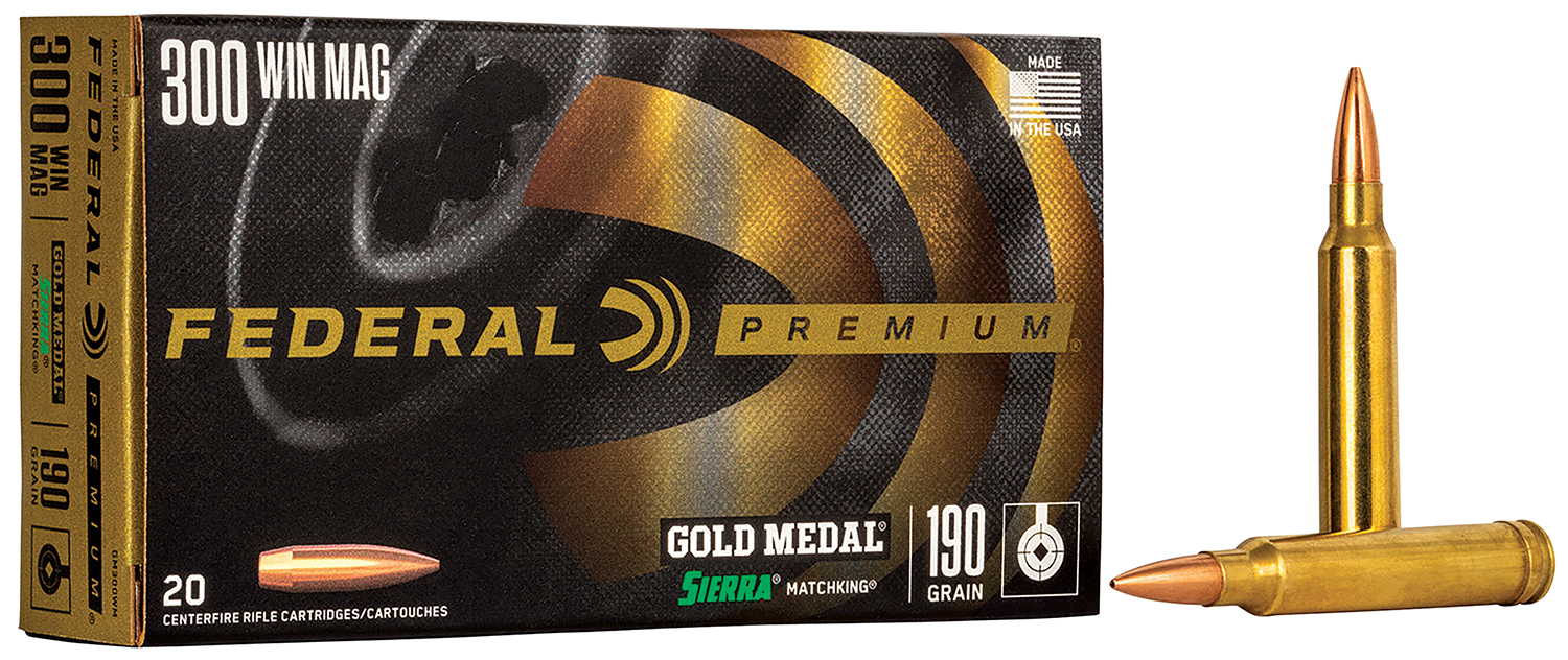 Federal GM300WM Premium Gold Medal 300WinMag 190gr Sierra MatchKing BTHP 20 Per Box/10 Case
