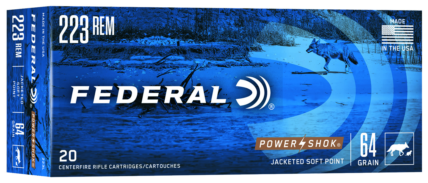 Federal 223L Power-Shok 223Rem 64gr Jacketed Soft Point 20 Per Box/10 Case