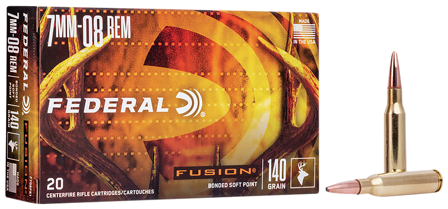 Federal F708FS1 Fusion  7mm-08Rem 140gr Bonded Soft Point 20 Per Box/10 Case