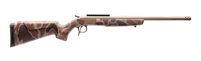 CVA CR4441DC Cascade Takedown 400 Legend 1rd 20″ Flat Dark Earth Cerakote Stainless Steel Threaded Barrel & Receiver w/Picatinny Rail, Duck Camo Synthetic Stock