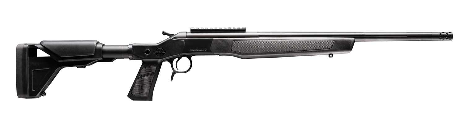 CVA CR4443XP Scout XP 450 Bushmaster 1rd 20″ Matte Stainless Steel Threaded Barrel & Receiver w/Picatinny Rail, Graphite Black Adjustable Synthetic Stock