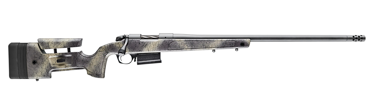Bergara Rifles B14LM357 B-14 Wilderness HMR 7mm Rem Mag 5+1 24″ Threaded, Sniper Gray Cerakote Barrel/Rec, Adj. SoftTouch Woodland Camo Stock with Mini-Chassis, Omni Muzzle Brake