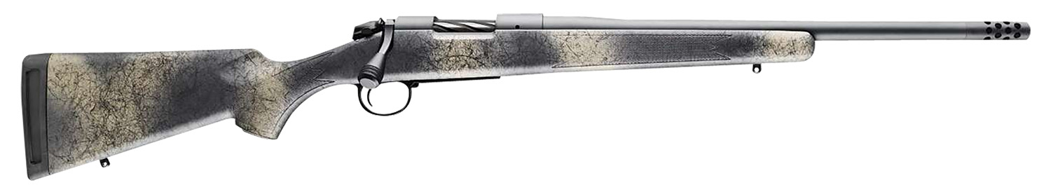Bergara Rifles B14LM5113 B-14 Wilderness Ridge 7mm PRC 3+1 22″ Threaded, Sniper Gray Cerakote Barrel/Rec, SoftTouch Woodland Camo Synthetic Stock, Omni Muzzle Brake