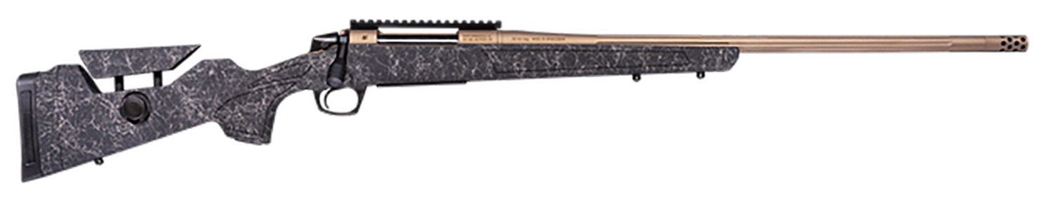 CVA CR3961F Cascade Long Range Hunter Full Size 300 Win Mag 24″ Smoked Bronze Cerakote Steel Threaded Barrel, Black w/Smoked Bronze Web Synthetic Stock