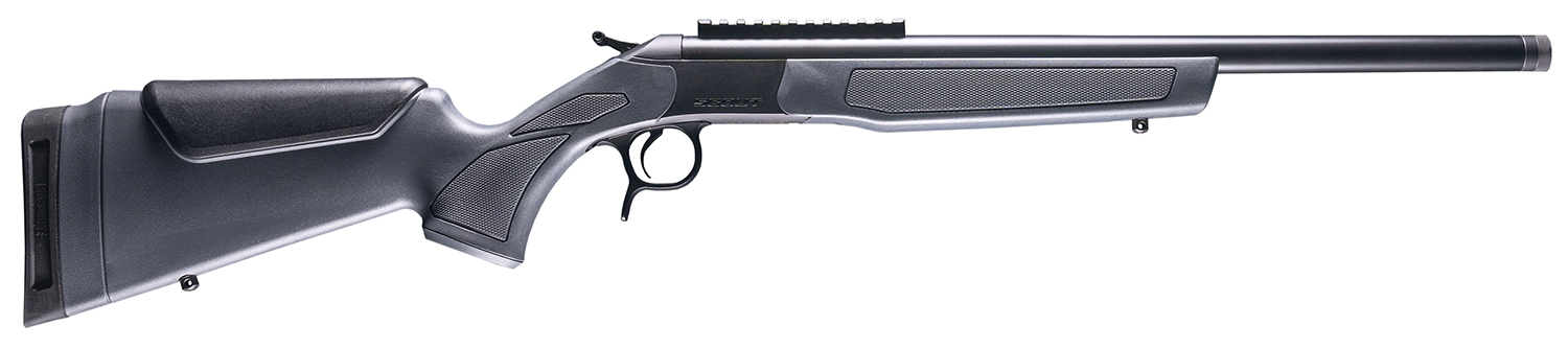 CVA CR4441 Scout 400 Legend 1rd 20″ Blued Threaded Barrel, Blued Picatinny Rail Receiver, Stealth Gray Fixed Synthetic Stock