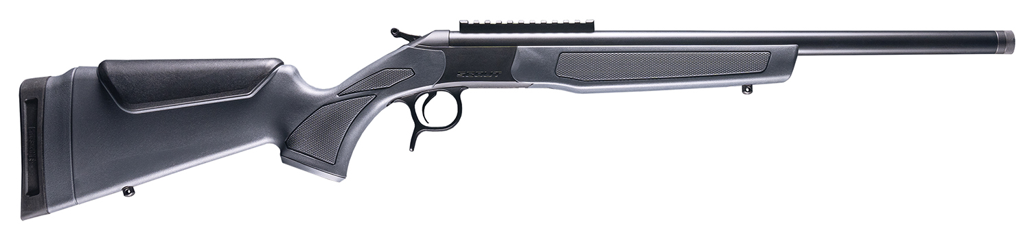 CVA CR4446 Scout Compact 300 Blackout 1rd 16.50″ Blued Threaded Barrel, Blued Picatinny Rail Receiver, Stealth Gray Fixed Synthetic Stock