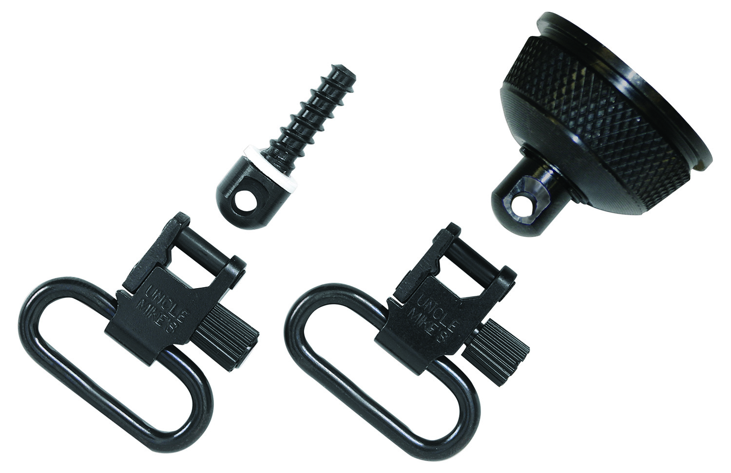Uncle Mike’s 18002 Mag Cap Swivel Set made of Steel with Blued Finish, 1″ Loop Size & Quick Detach Style for 12 Gauge Remington 870 Express with Wood Stock Includes Two Super Swivels