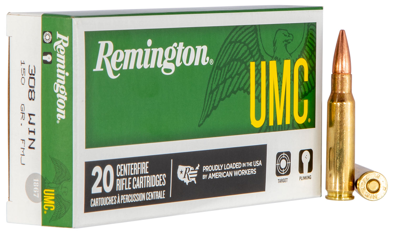 Remington Ammunition 23715 UMC 308Win 150gr Full Metal Jacket 20 Per Box/10 Case