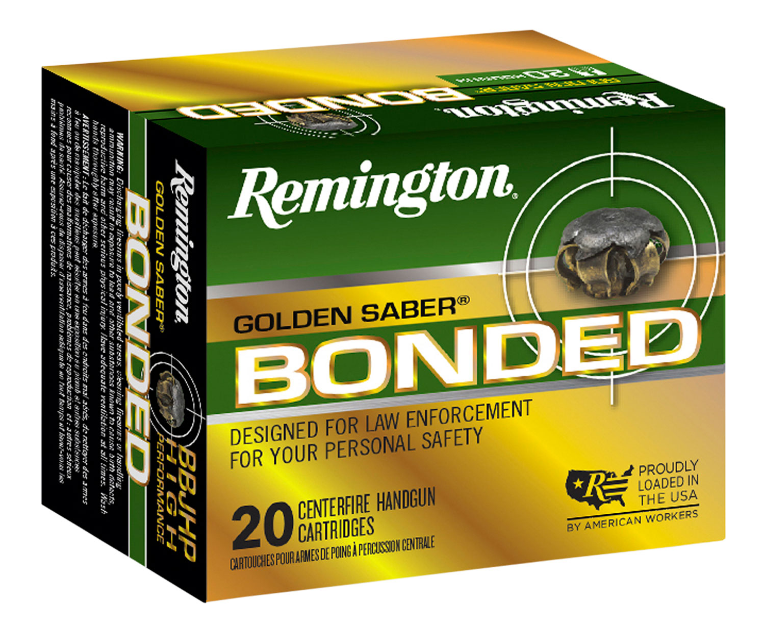 Remington Ammunition 29407 Golden Saber Bonded 357Sig 125gr Bonded Brass Jacketed Hollow Point 20 Per Box/25 Case
