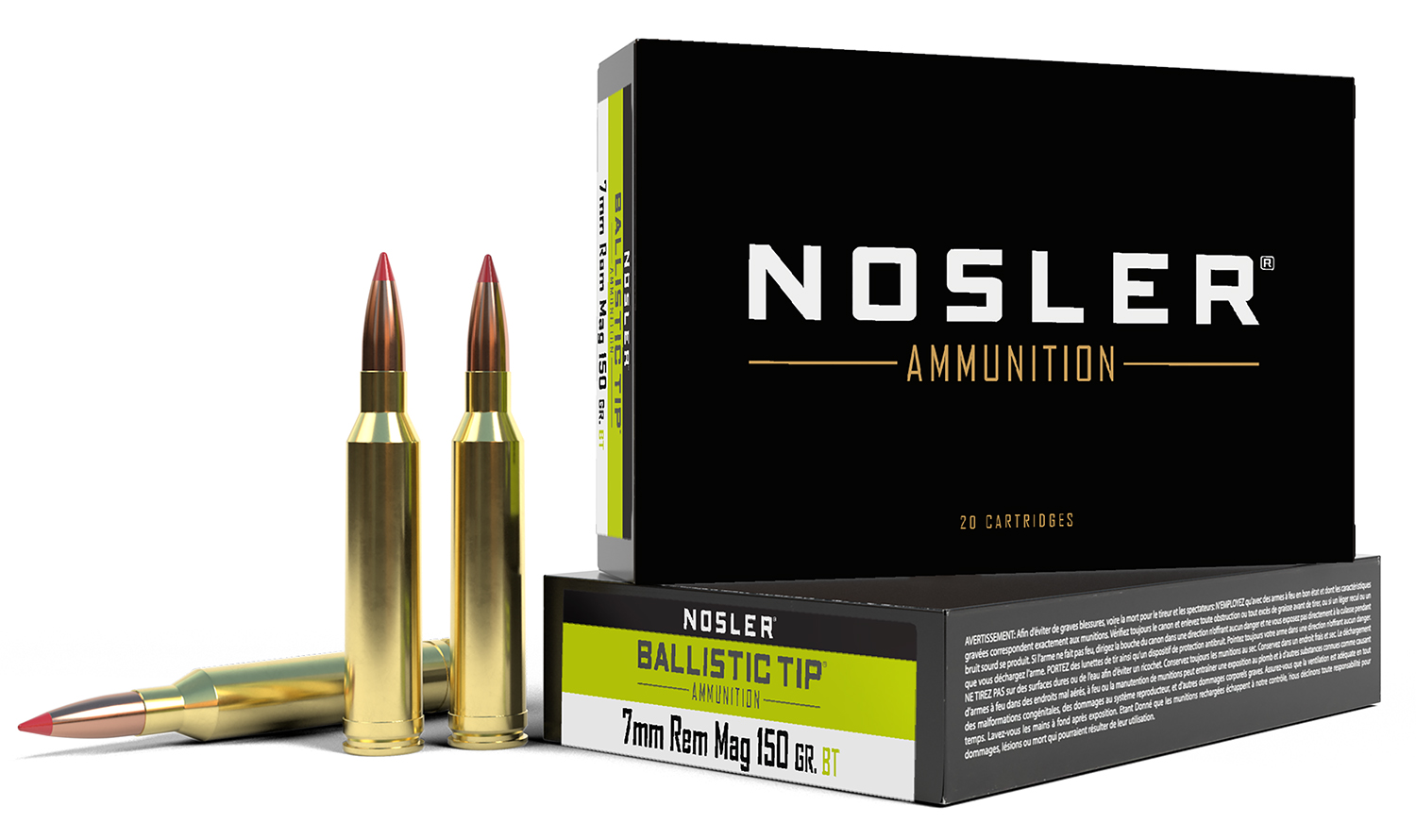Nosler 40045 Ballistic Tip 7mmRemMag 150gr Spitzer Ballistic Tip 20 Per Box/10 Case