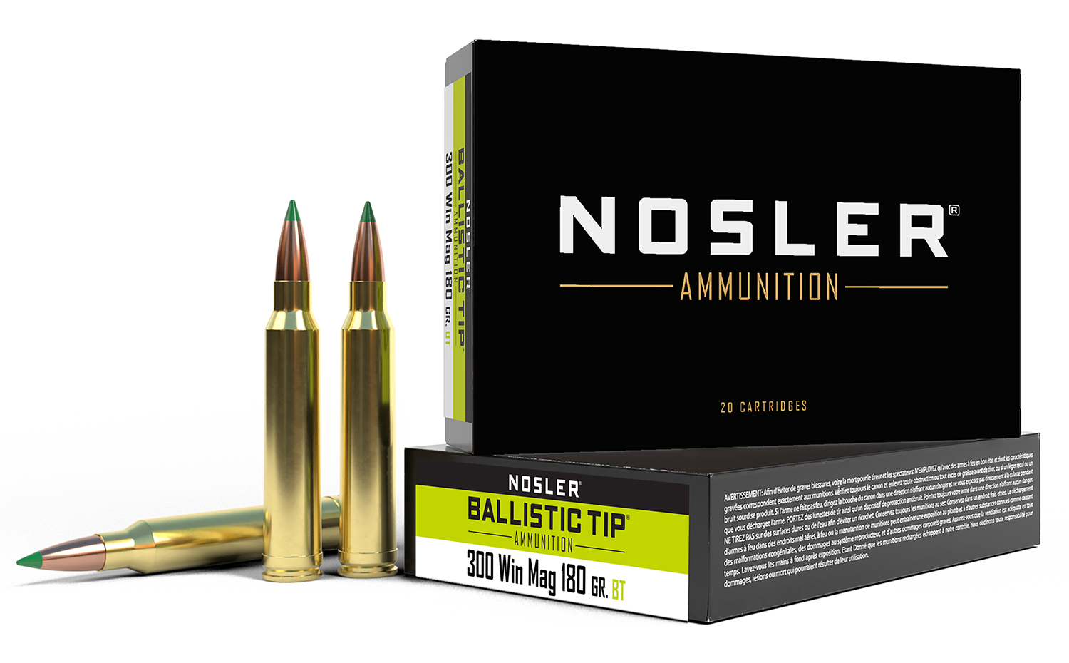 Nosler 40053 Ballistic Tip 300WinMag 180gr Spitzer Ballistic Tip 20 Per Box/10 Case