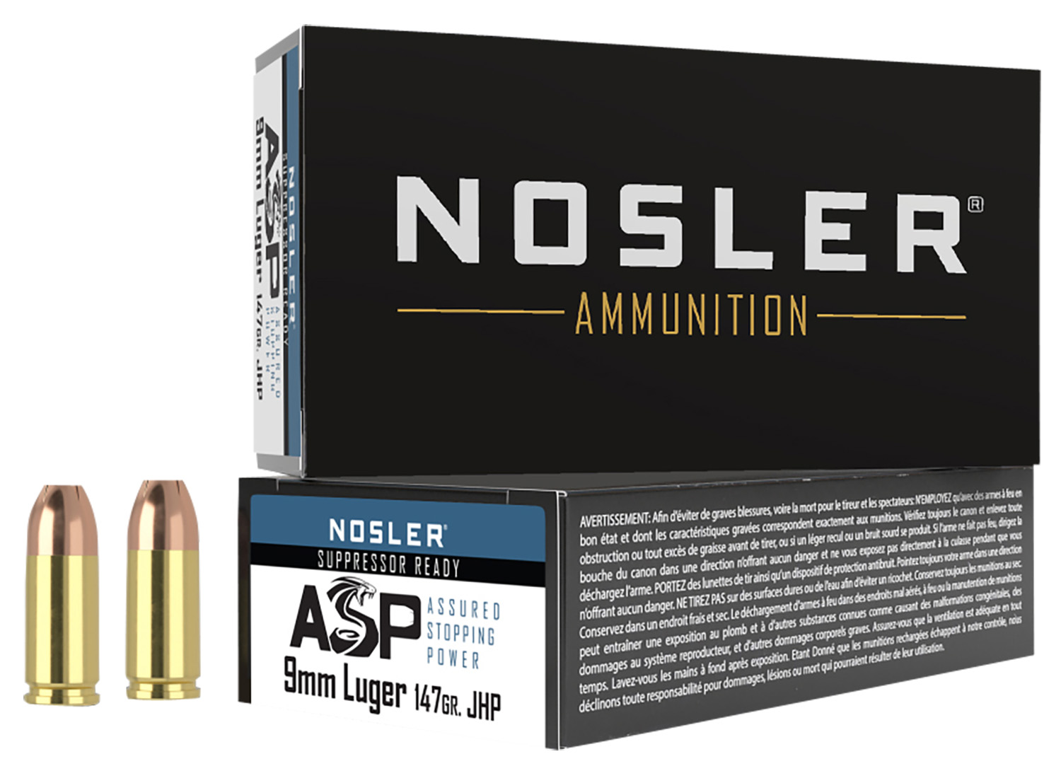 Nosler 51325 Assured Stopping Power Handgun 9mmLuger 147gr Jacketed Hollow Point 50 Per Box/10 Case