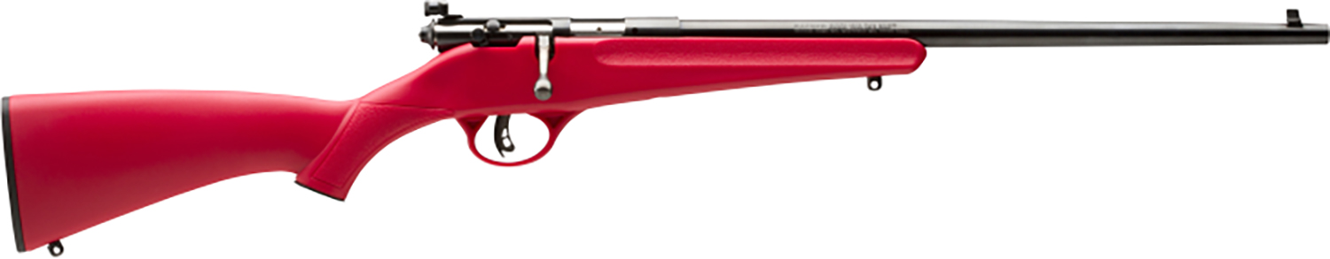 Savage Arms 13795 Rascal Youth 22 LR 1rd 16.13″ Matte Black Sporter Barrel, Matte Black Carbon Steel Receiver, Red Fixed Synthetic Stock, Right Hand