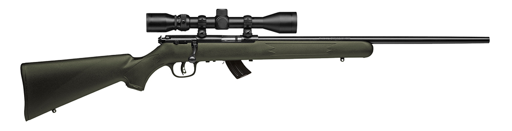 Savage Arms 26721 Mark II FXP Full Size 22 LR 5+1 21″ Matte Black Sporter Barrel, Matte Black Drilled & Tapped Carbon Steel Receiver, Olive Green Fixed Synthetic Stock, 3-9x40mm Duplex Scope, Right Ha
