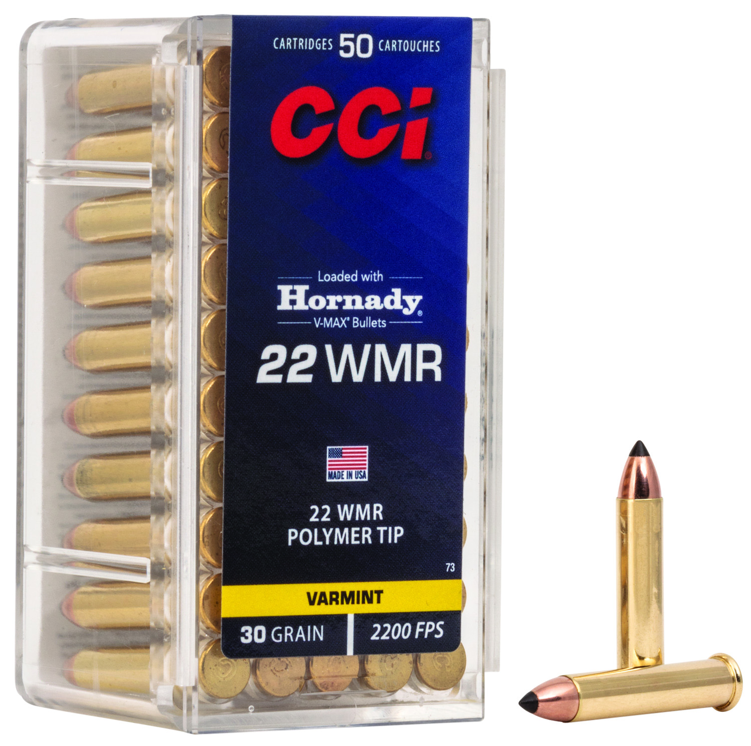 CCI 0073 VMAX 22WMR 30gr Hornady V-Max 50 Per Box/40 Case