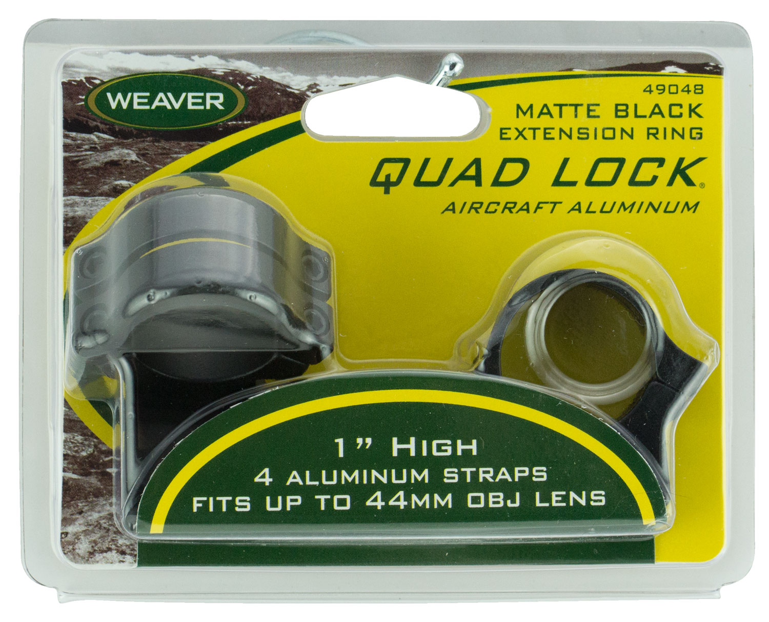 Weaver Mounts 49048 Quad Lock Detachable Rings  Matte Black 1″ High Extended